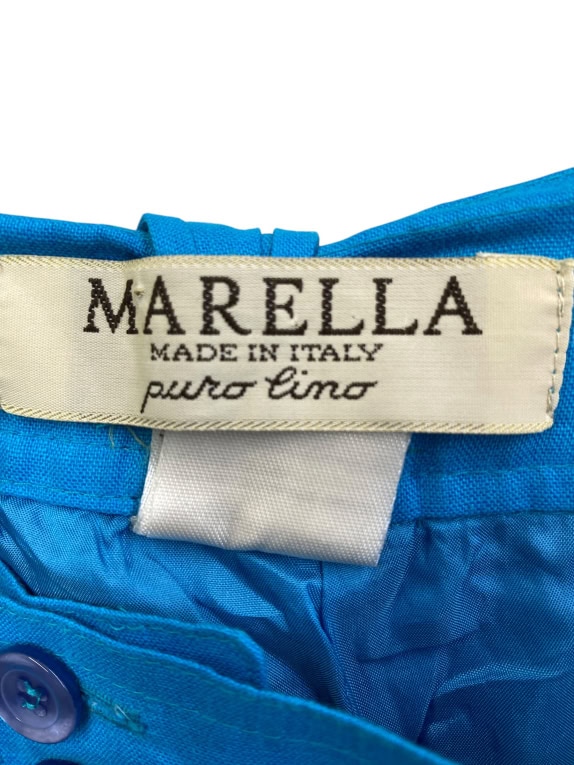 MARELLA GONNA MIDI IN PURO LINO BLU DA DONNA S