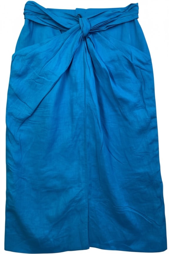 MARELLA GONNA MIDI IN PURO LINO BLU DA DONNA S