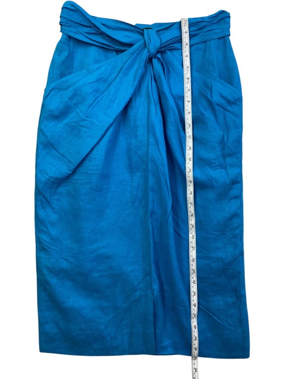 MARELLA GONNA MIDI IN PURO LINO BLU DA DONNA S