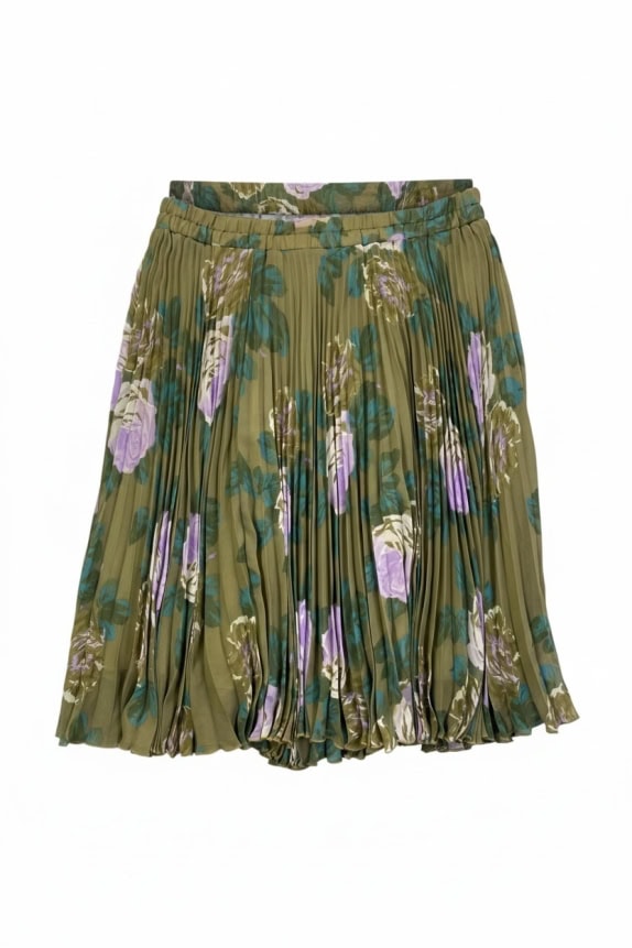 MARELLA ΦΟΥΣΤΑ PLEATED VINTAGE FLORAL OLIVE/PURPLE ΓΥΝΑΙΚΕΙΑ XL