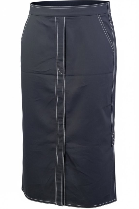 MARELLA MIDI SKIRT VINTAGE WITH CONTRAST STITCHING BLACK WOMEN'S M