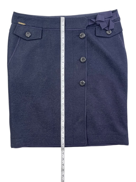 Marella Sport Wool Skirt Navy with Buttons & Bow Women’s XL