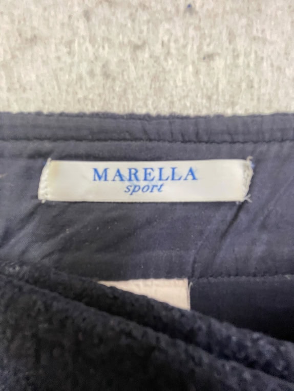 Marella Sport Wool Skirt Navy with Buttons & Bow Women’s XL