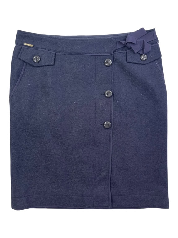 Marella Sport Wool Skirt Navy with Buttons & Bow Women’s XL