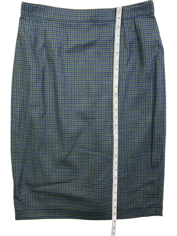 MARINA RINALDI MIDI SKIRT HOUNDSTOOTH BLUE/GREEN WOMEN M