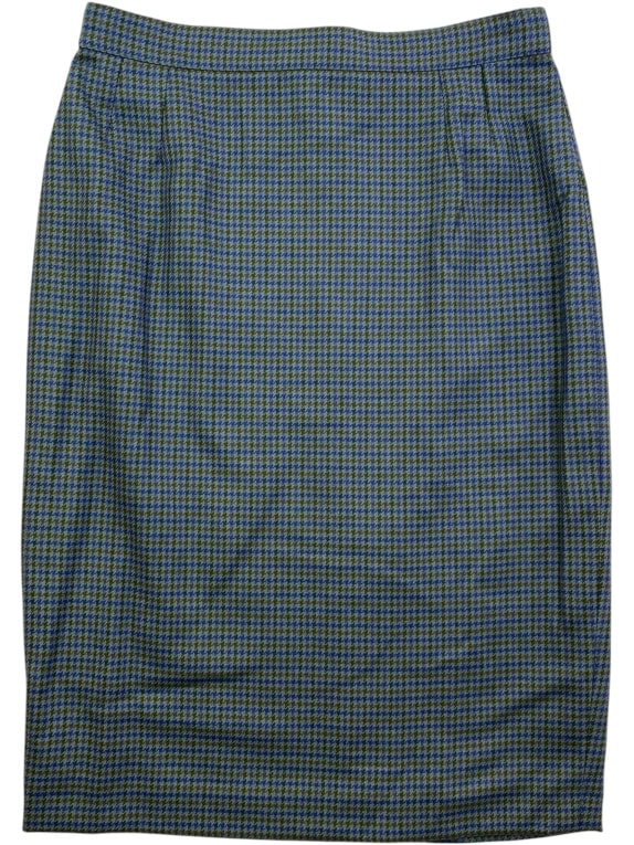 MARINA RINALDI MIDI SKIRT HOUNDSTOOTH BLUE/GREEN WOMEN M