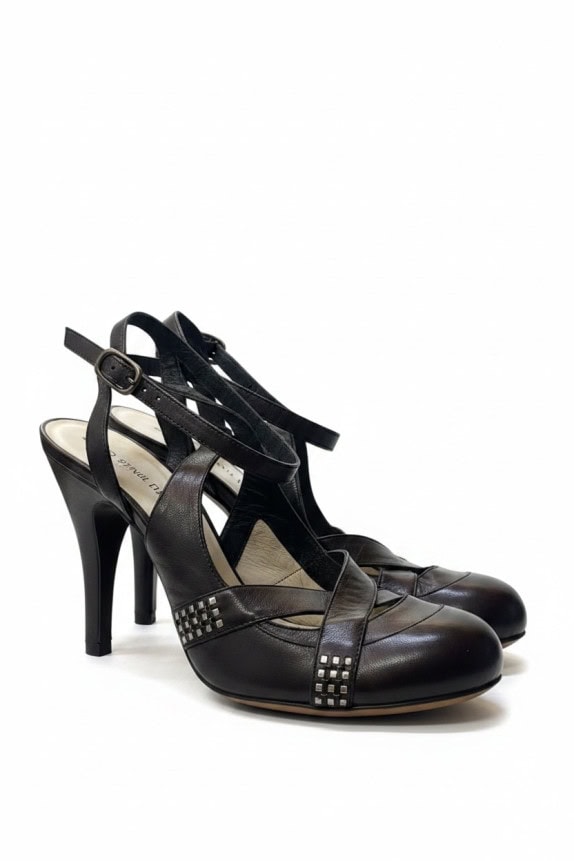 MARIO RIZZI SANDALI MINIMAL NERO DONNA PRE OWNED EU 38