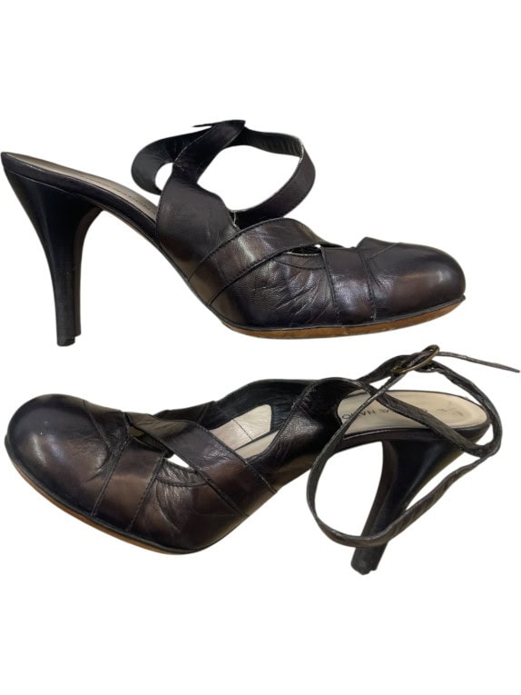 MARIO RIZZI SANDALI MINIMAL NERO DONNA PRE OWNED EU 38