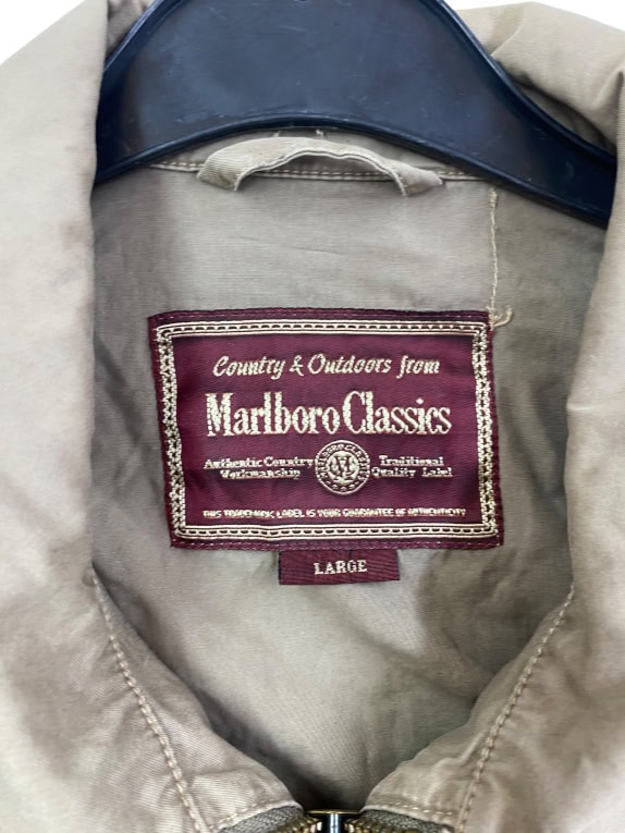 Giacca Marlboro Classics beige con zip vintage da uomo L