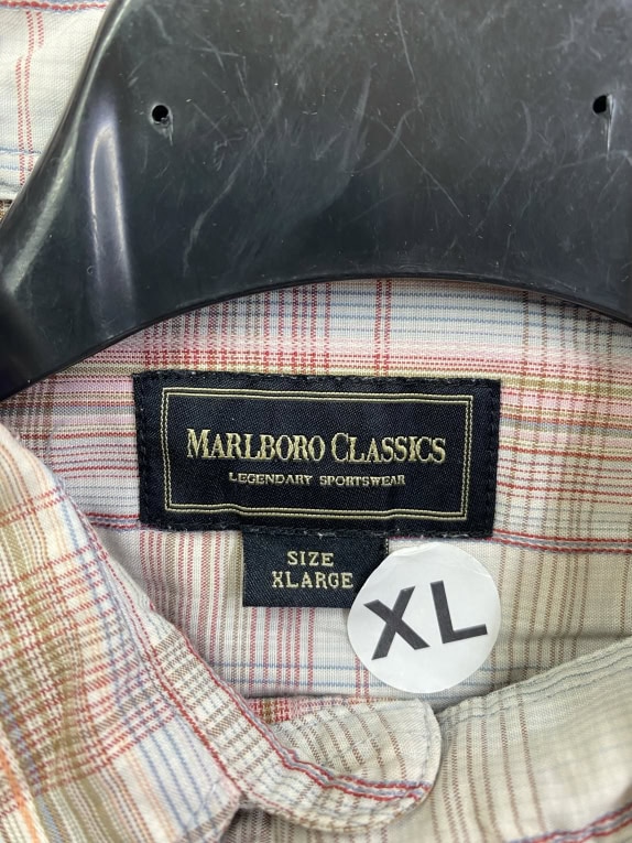 MARLBORO CLASSICS ΠΟΥΚΑΜΙΣΟ ΚΟΝΤΟΜΑΝΙΚΟ CHECKED VINTAGE ΛΟΓΟΤΥΠΟ ΠΟΛΥΧΡΩΜΟ ΑΝΔΡΙΚΟ XL
