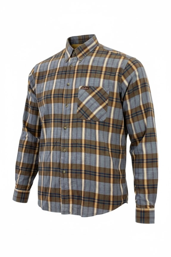 Marlboro Classics Camicia Vintage a Maniche Lunghe con Logo a Quadri Marrone-Blu da Uomo XL
