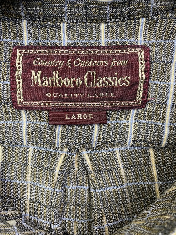 Marlboro Classics Πουκάμισο Vintage Καρό Λογότυπο Χακί/Μπεζ Ανδρικό L