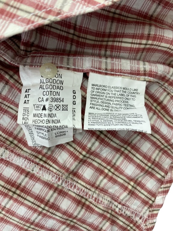 MARLBORO CLASSICS VINTAGE SHIRT WITH LOGO PLAID RED/WHITE WOMEN XL
