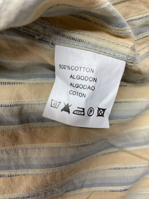 MARLBORO CLASSICS Camicia a righe con logo marrone-beige da uomo XL