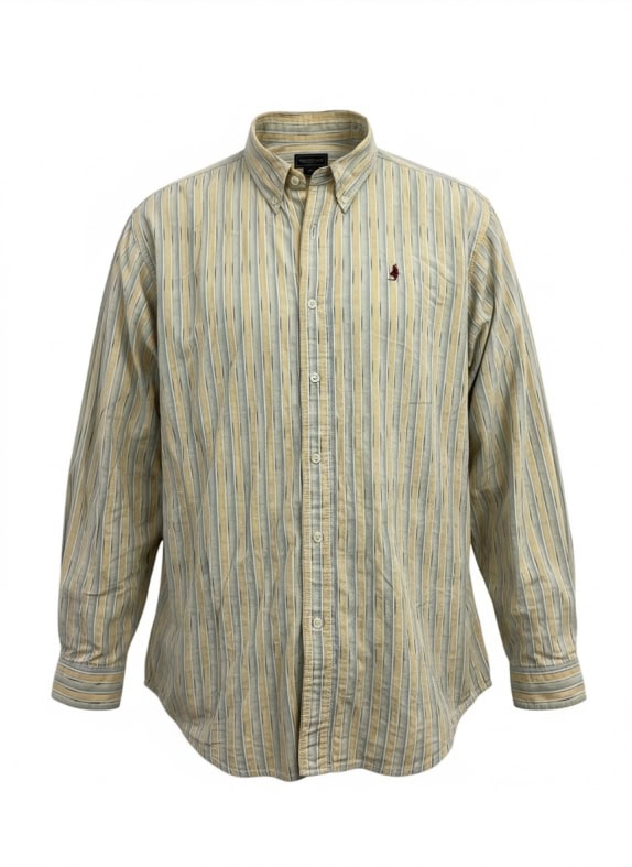 MARLBORO CLASSICS Striped Shirt With Logo Brown-Beige Men's XL