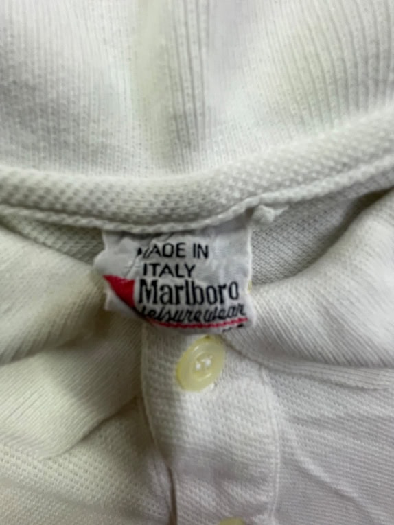MARLBORO Polo Μπλούζα Casual Vintage Λογότυπο Λευκό Ανδρικό S