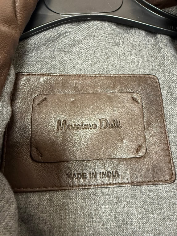 MASSIMO DUTTI Δερμάτινο Μπουφάν Puffer Καφέ Ανδρικό M