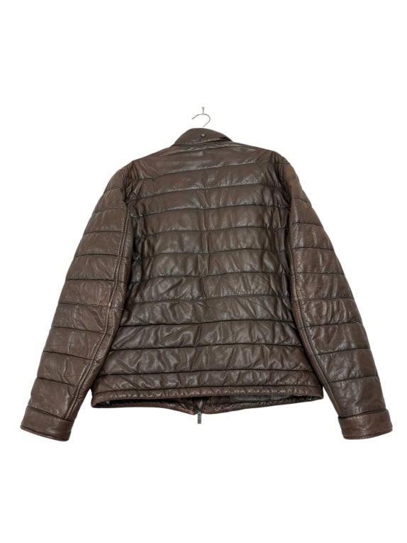 MASSIMO DUTTI Δερμάτινο Μπουφάν Puffer Καφέ Ανδρικό M