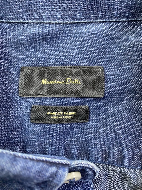 MASSIMO DUTTI DENIM SHIRT VINTAGE STYLE BLUE MEN'S L
