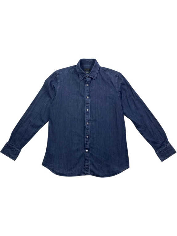 MASSIMO DUTTI DENIM SHIRT VINTAGE STYLE BLUE MEN'S L