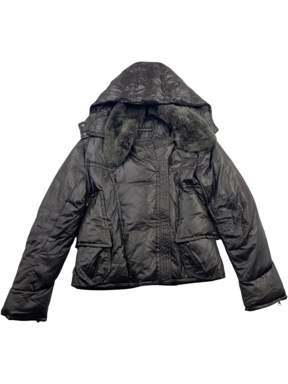 Massimo Rebecchi Piumino vintage con pelliccia nero da donna 46 (S)