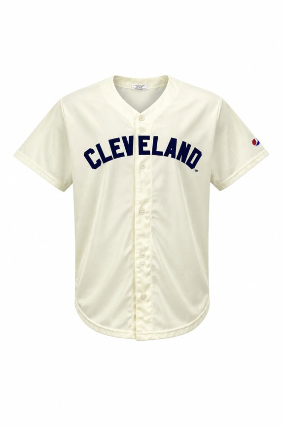 MATCH HYP BASEBALL JERSEY VINTAGE CLEVELAND OFF WHITE UOMO PRE OWNED L