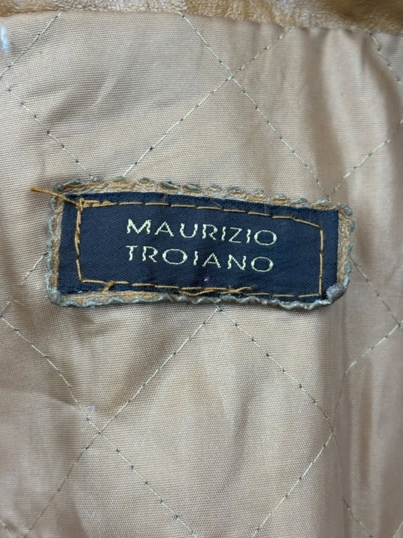 MAURIZIO TROIANO ΔΕΡΜΑΤΙΝΟ ΠΑΛΤΟ CLASSIC ΚΑΜΕΛ ΑΝΤΡΙΚΟ PRE OWNED M