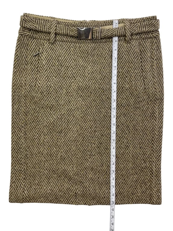 Max Mara Gonna vintage spigata con cintura beige-marrone da donna L