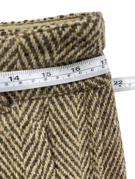 Max Mara Gonna vintage spigata con cintura beige-marrone da donna L