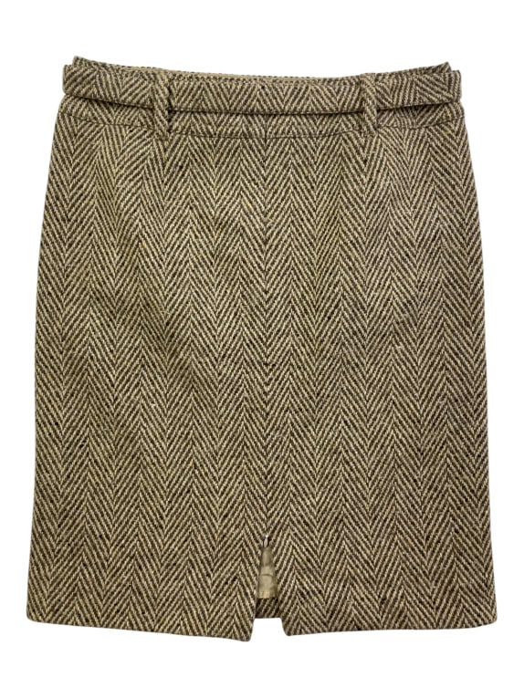 Max Mara Gonna vintage spigata con cintura beige-marrone da donna L