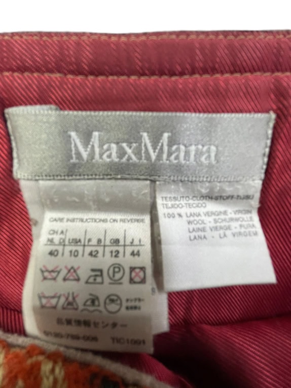 Max Mara Καρό Μάλλινη Φούστα Πορτοκαλί Γυναικεία L