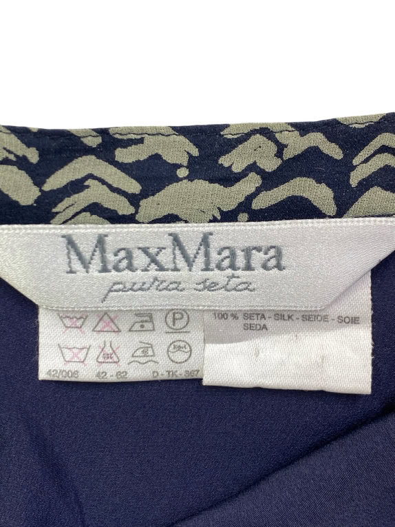 MAX MARA MAXI ΦΟΥΣΤΑ SILK ΑΦΗ PRINT ΜΠΛΕ/KHAKI ΓΥΝΑΙΚΕΙΑ XS