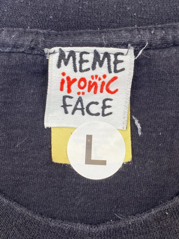MEME IRONIC FACE GRAPHIC TEE BLACK MEN PRE OWNED L