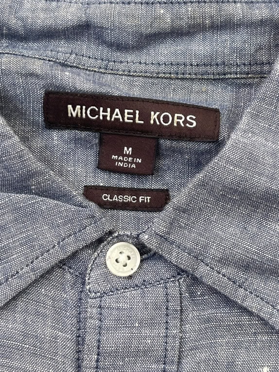 MICHAEL KORS CAMICIA CLASSIC BLUE GREY UOMO PRE OWNED M