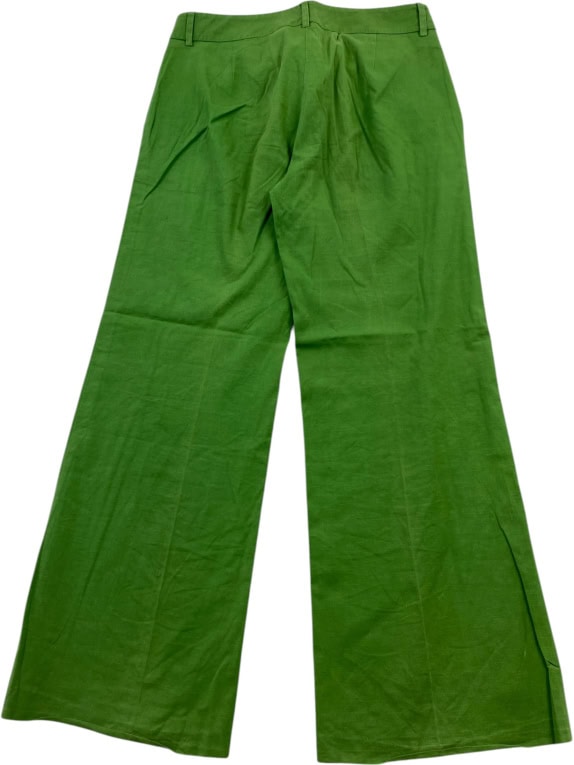 MISSONI VINTAGE LINEN-BLEND TROUSERS GREEN WOMEN M