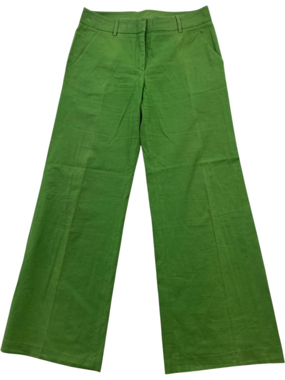 MISSONI VINTAGE LINEN-BLEND TROUSERS GREEN WOMEN M