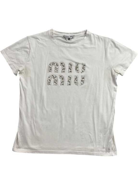 MIU MIU T-SHIRT ΜΕ ΣΤΡΑΣ ΛΕΥΚΟ ΓΥΝΑΙΚΕΙΟ M preowned