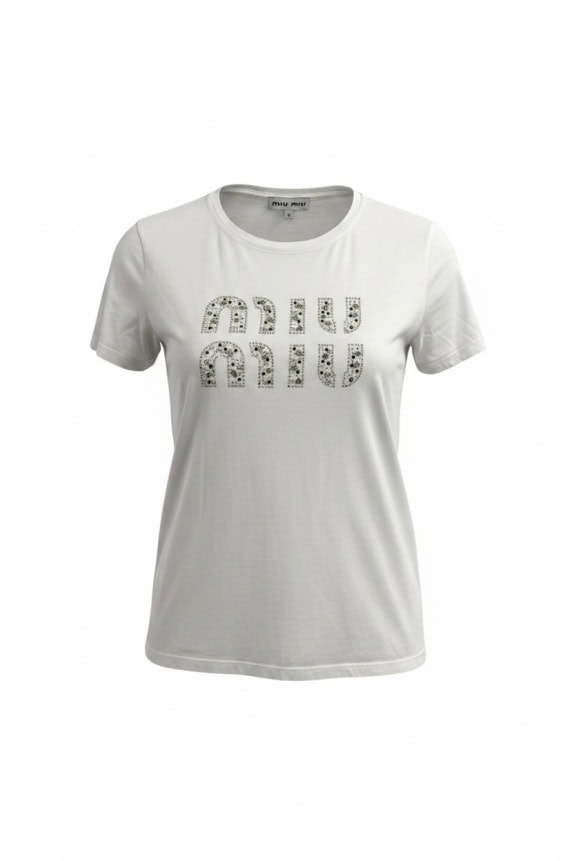 MIU MIU T-SHIRT ΜΕ ΣΤΡΑΣ ΛΕΥΚΟ ΓΥΝΑΙΚΕΙΟ M preowned