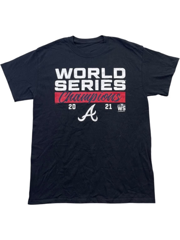 MLB ATLANTA BRAVES T SHIRT SPORTSWEAR GRAPHIC NERO UNISEX PRE OWNED S