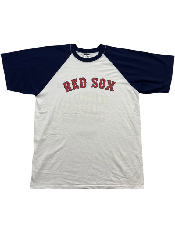 MLB Boston Red Sox Raglan T-Shirt White/Blue Unisex L