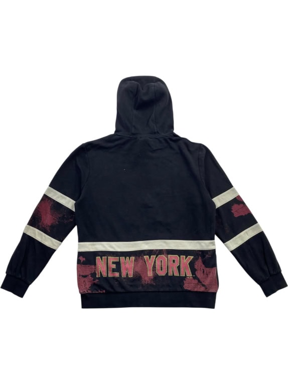 MLB GENUINE MERCHANDISE NEW YORK YANKEES felpa con cappuccio logo in stile vintage nera unisex large