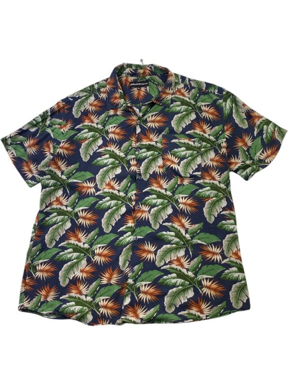 MOLOKAI SURF CO. ΠΟΥΚΑΜΙΣΟ HAWAIIAN PRINT NAVY ΑΝΤΡΙΚΟ PRE OWNED XL
