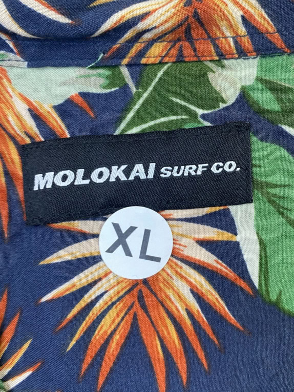 MOLOKAI SURF CO. ΠΟΥΚΑΜΙΣΟ HAWAIIAN PRINT NAVY ΑΝΤΡΙΚΟ PRE OWNED XL