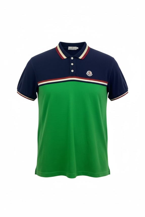 MONCLER ΜΠΛΟΥΖΑ POLO COLOR-BLOCK ΜΕ ΛΟΓΟΤΥΠΟ ΜΠΛΕ/ΠΡΑΣΙΝΟ UNISEX XXL