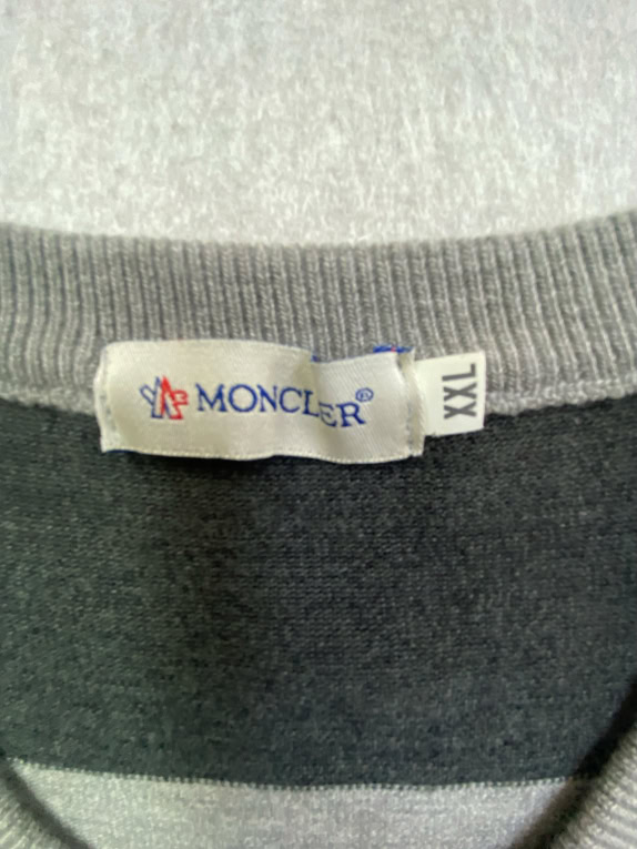 MONCLER KNIT SWEATER STRIPED PATTERN LOGO GREY/MULTICOLOR UNISEX XXL