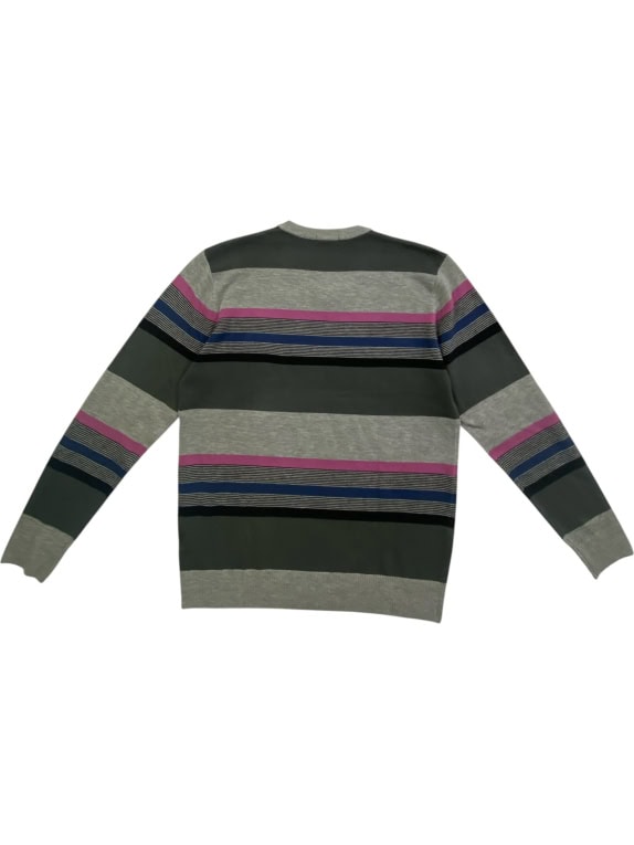 MONCLER KNIT SWEATER STRIPED PATTERN LOGO GREY/MULTICOLOR UNISEX XXL