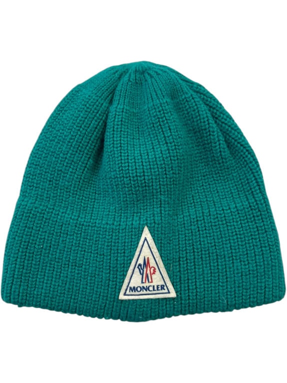 MONCLER KNIT BEANIE MINIMAL TEAL UNISEX PRE OWNED