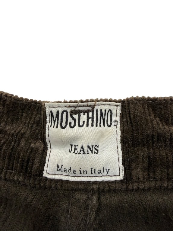 MOSCHINO Pantaloni con cordoncino vintage con logo marrone da donna XS