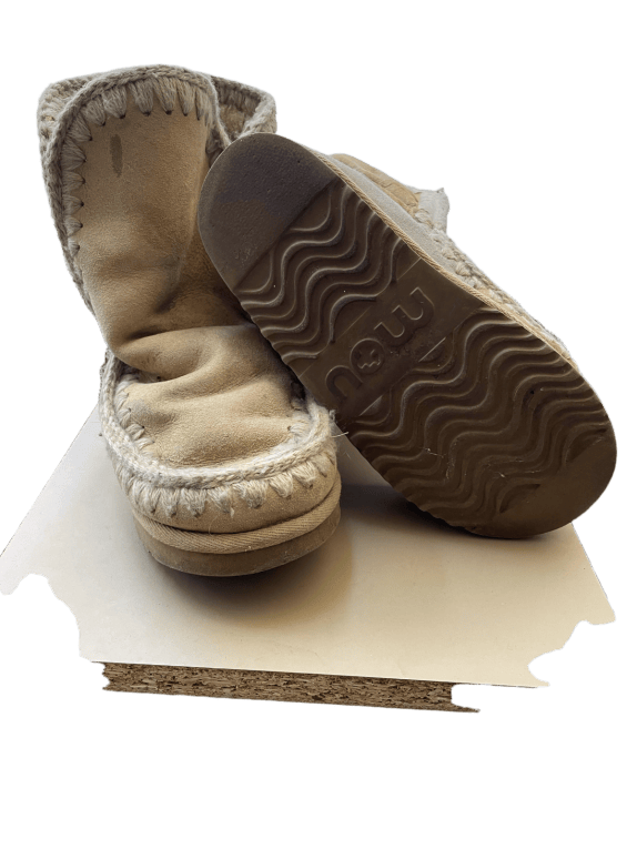 MOU LOW BOOTS FUR LINED BEIGE WOMEN PRE OWNED EU 36