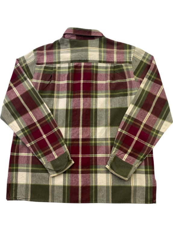 MS LEE FLANNEL SHIRT PLAID BURGUNDY GREEN MENS PRE OWNED M